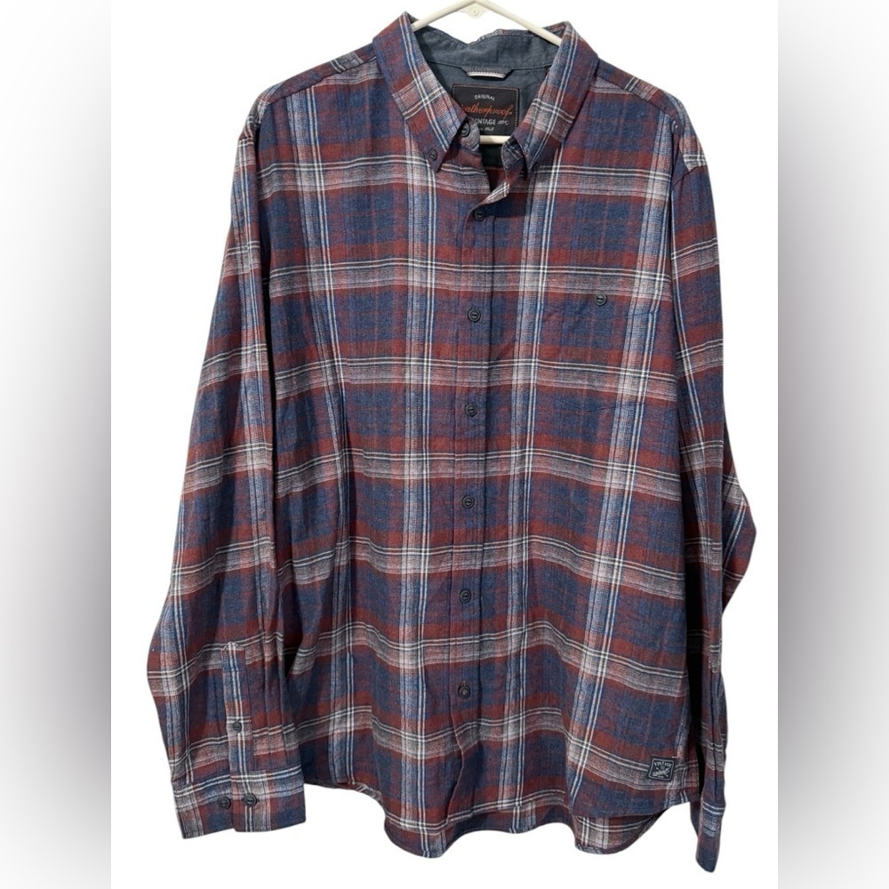 Weatherproof Vintage Men's Cotton blend Long Sleeve Flannel Plaid Shirt Size XXL